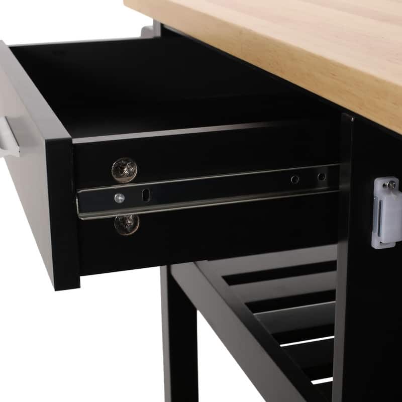 Modern Kitchen Cart with 1 Drawer, 3 Open Shelves, 1 Cabinet with 2 Shelves and a Towel Holder