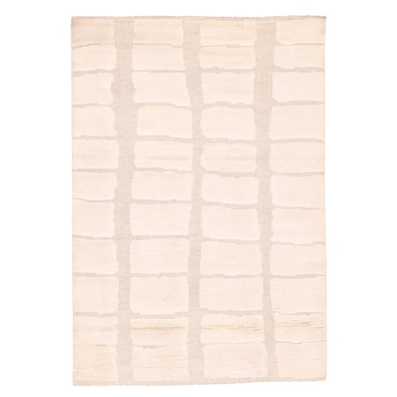ECARPETGALLERY Hand-knotted Tangier Cream Wool Rug - 5'4 x 7'9
