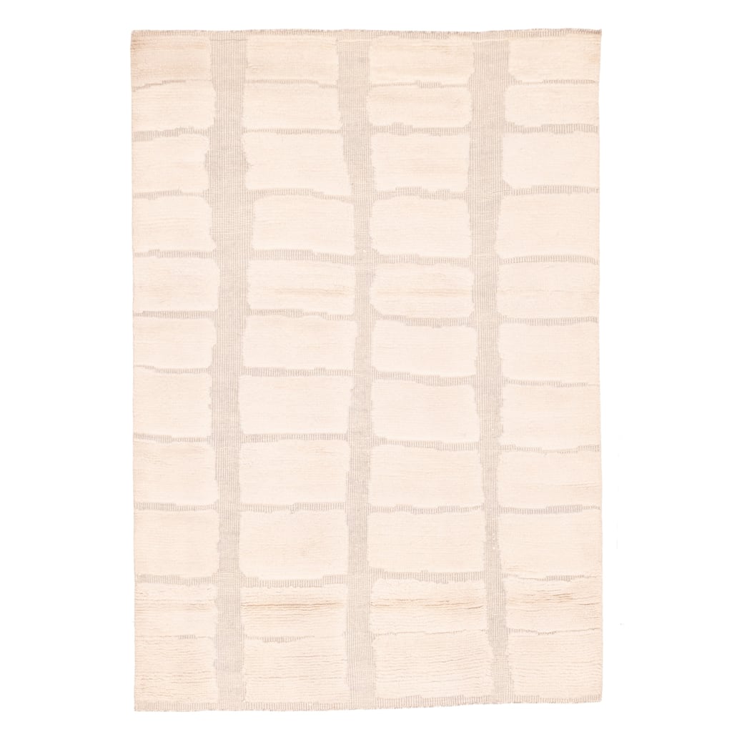 ECARPETGALLERY Hand-knotted Tangier Cream Wool Rug - 5'4 x 7'9