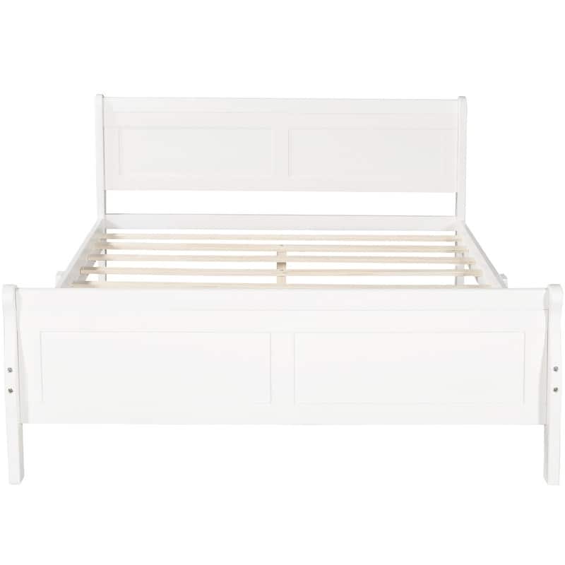 Full Size Wood Platform Bed with Headboard and Wooden Slat Support