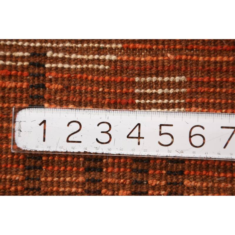 Geometric Moroccan Oriental Rug Hand-Knotted Orange Wool Carpet - 5'7" x 7'9"