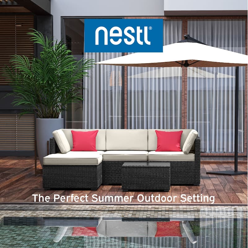 Nestl 5 Piece Outdoor Wicker Patio Furniture Set - Patio Furniture Set with Sectional Patio Seating