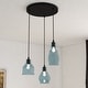 preview thumbnail 1 of 8, Millie 3L Bronze Farmhouse Jar Pendant Chandelier Ceiling Light Fixture Blue Glass - 17.5-in W x 17.75-in H x 17.5-in D 17.5-in W x 17.75-in H x 17.5-in D - Oil Rubbed Bronze