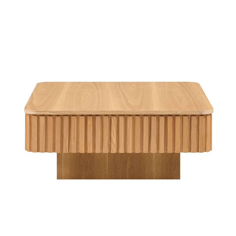 35.43 Inch Handcraft Drum Coffee Table Square Coffee Table,Lift Top Wooden Coffee Table with Hidden Storage Space