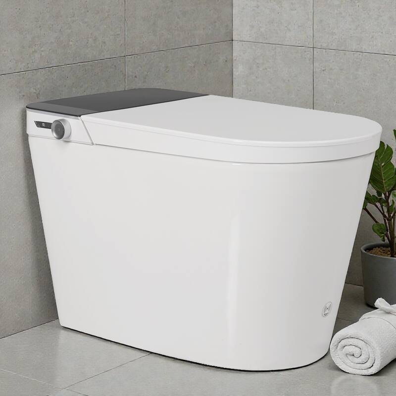 Tankless Smart Toilet with Built In Bidet. Auto Open Close. Heated Seat. Warm Water Dryer. Foot Sensor