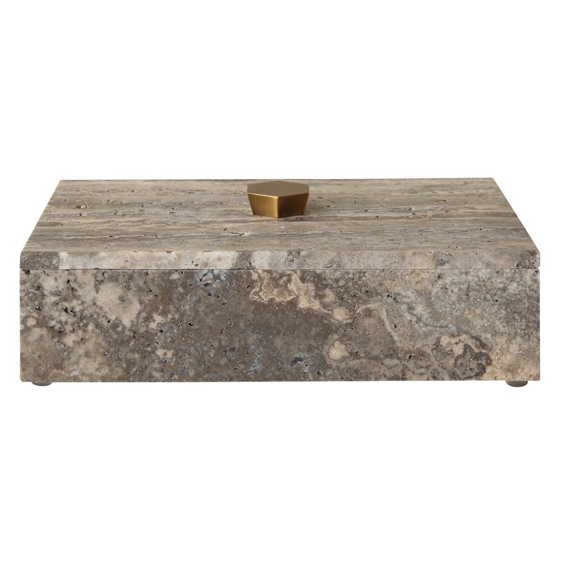 Uttermost Griseus Travertine Stone Box - 2.75'' H X 9.5'' W X 6'' D