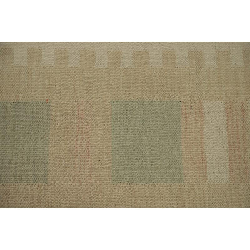 Hand Woven Oriental 100% Wool Carpet Southwestern Tribal Beige & Ivories Kilim Area Rug - 12' 2'' X 8' 10''