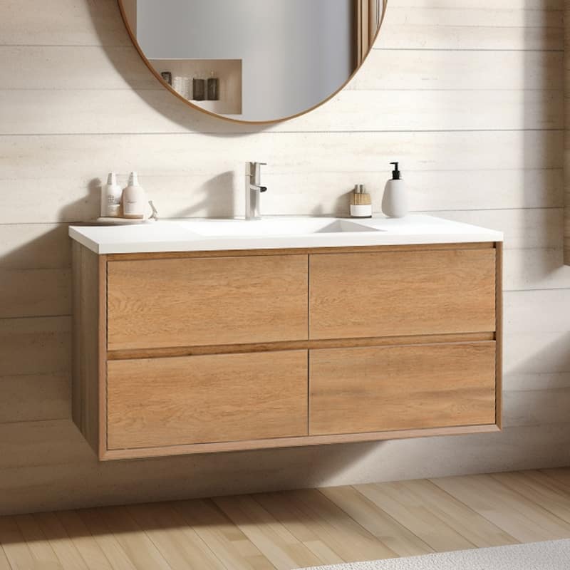 Prismella 36" 48'' Wall Mounted Bathroom Vanity with Top, Floating Cabinet Sink Combo