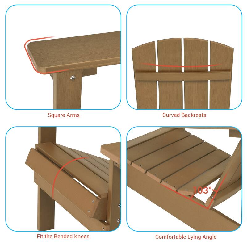 BONOSUKI Patio Adirondack Chair w/Cupholder,Weather Resistant-Set of 4