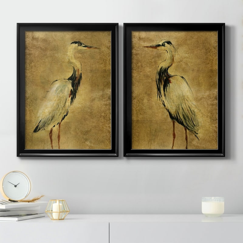 Gold Crane at Dusk I Premium Framed Print - Ready to Hang - Multi-Color