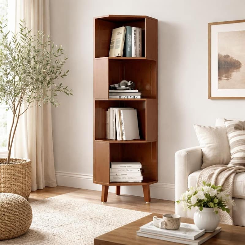 Corner Shelf, Multi-layer Corner Bookshelf, Bookcase, Display Rack - 13"L x 13"W x 58.5"H