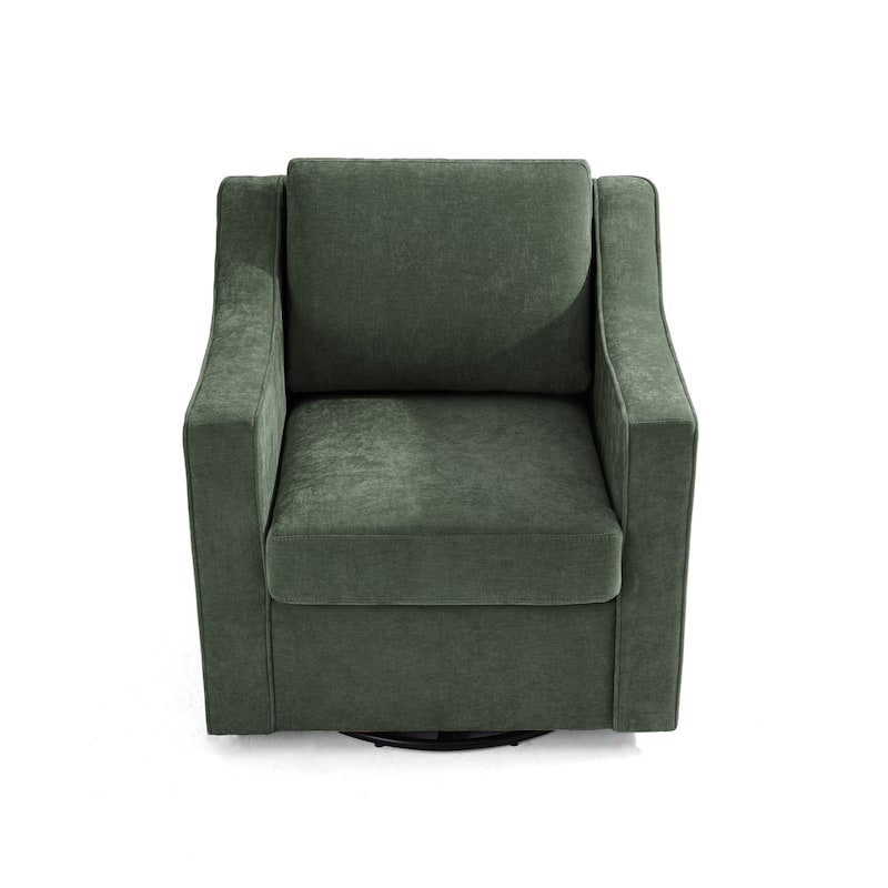 UIXE Chenille/Leather Swivel Barrel Chair Accent Chairs For Living Room