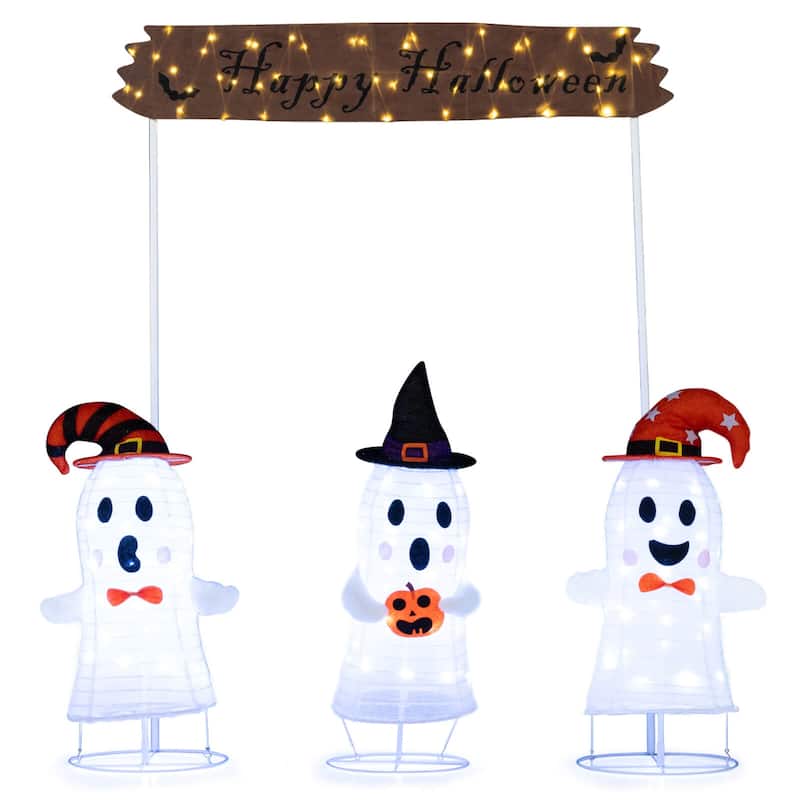 Costway 4 Pcs Halloween Decoration with Gate, Happy Halloween Sign, - As Picture Shows - See Details