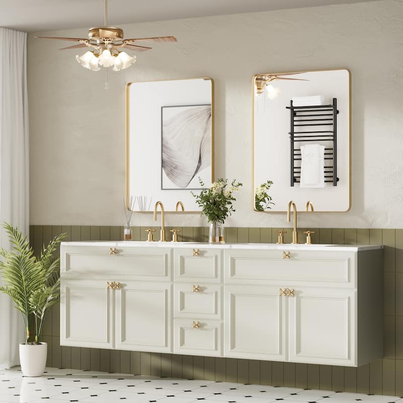 Wall Mirror Vanity Mirror Bathroom Mirror with Round Corner (1 Piece)