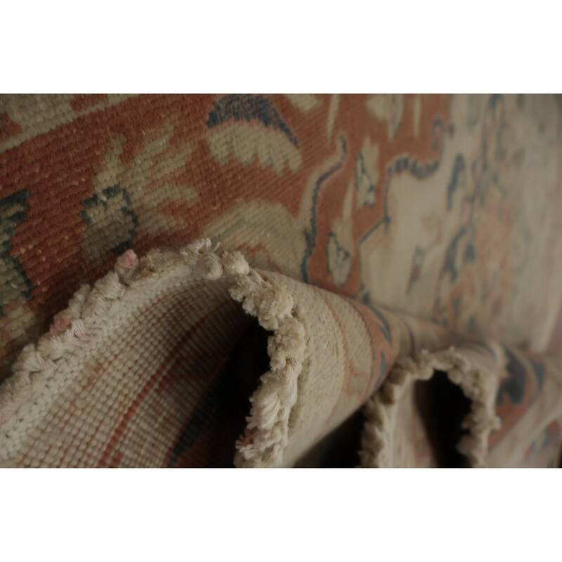 Hand Knotted Oriental 100% Wool Carpet Traditional Floral Beige & Ivories Ziegler Area Rug - 10' 7'' X 4' 11''