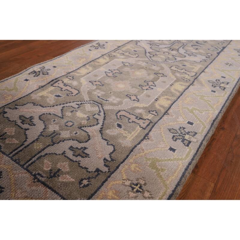 Transitional Oushak Oriental Runner Rug Hand-Knotted Wool Carpet - 2'7" x 9'9"