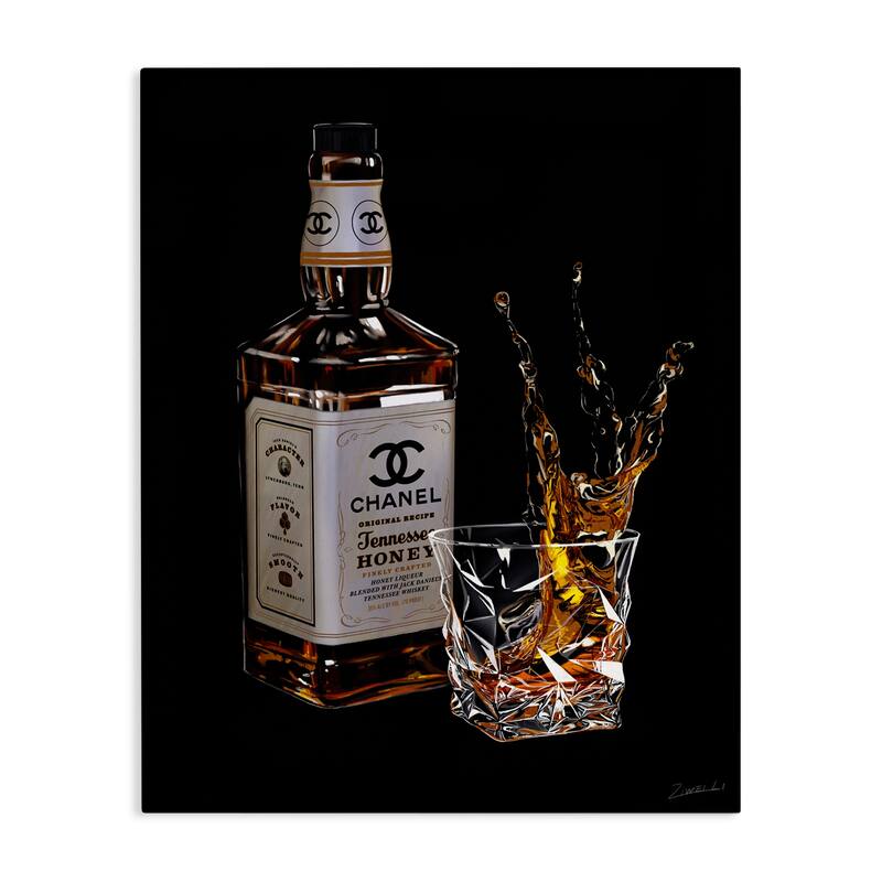 Stupell Splashing Liqueur Glam Whiskey Bottle Stretched Canvas Wall Art, Design by Ziwei Li - 16 x 20