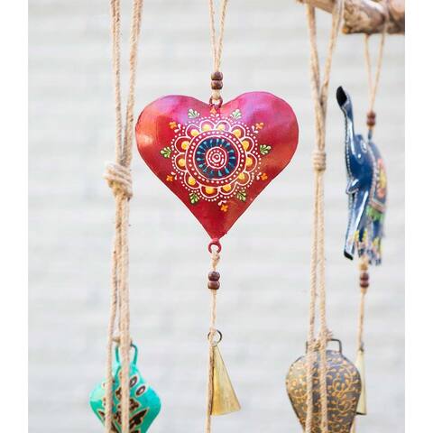 Henna Treasure Bell Chime - Heart - 5" L, 5" W Heart; 27" Total Length