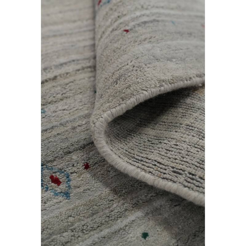Hand Knotted Oriental Viscose Silk Carpet Tribal Animal Pictorial Greys & Charcoal Gabbeh Area Rug - 11' 8'' X 5' 4''