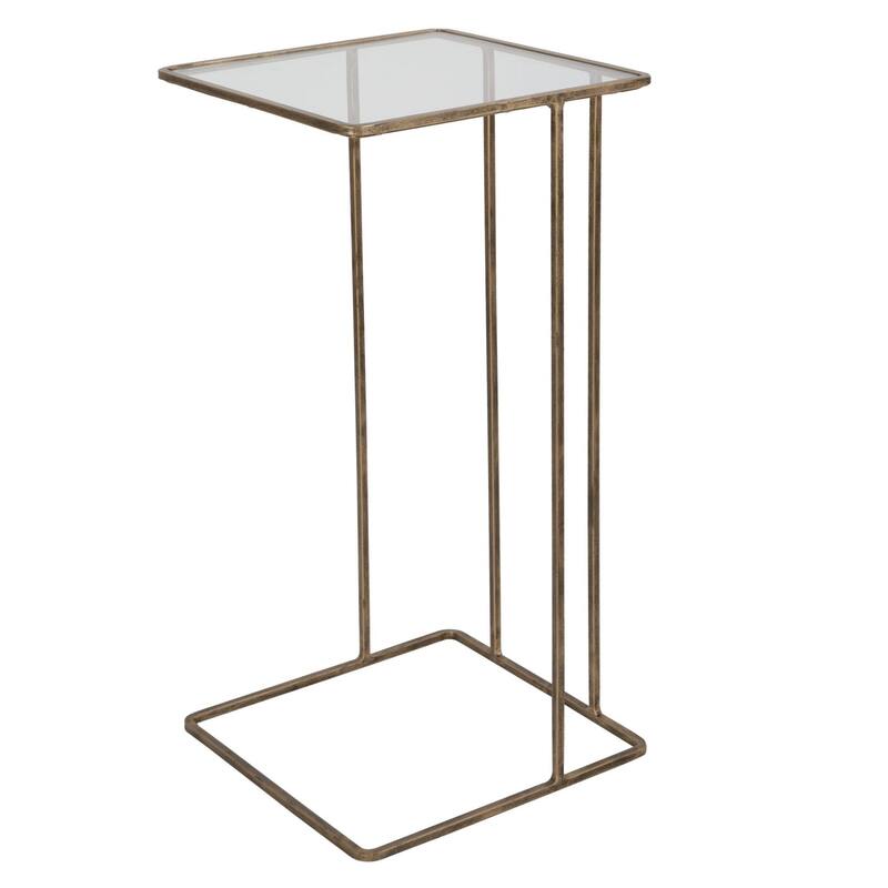 Uttermost Cadmus 12" Wide Hand Forged Iron Side Table with Glass Top - Antique Gold