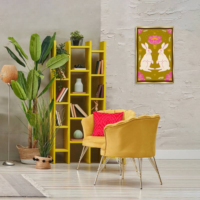 Stupell Mirrored Spring Bunnies Framed Floater Canvas Wall Art Design By Hannah Moren