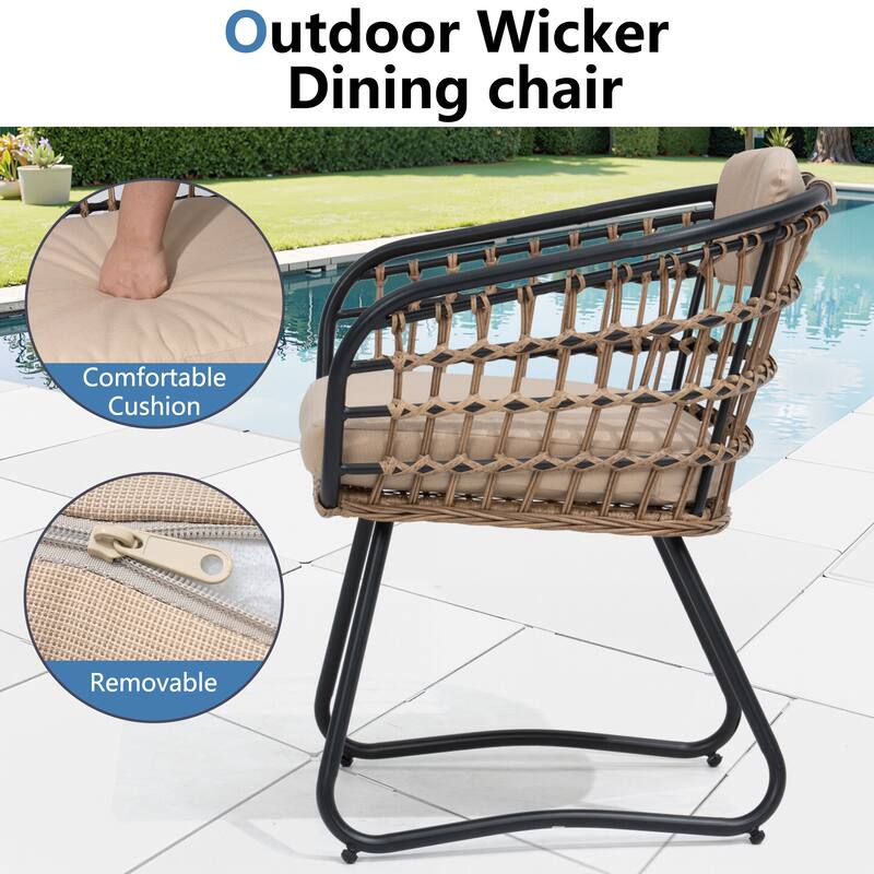 9-PC Outdoor Patio Aluminum Expandable Dining Sets Extension Table with Rattan Chairs