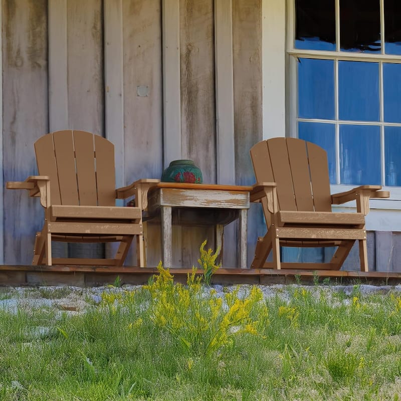 WINSOON All Weather HIPS Oversized Folding Adirondack Chair with Cup Holder