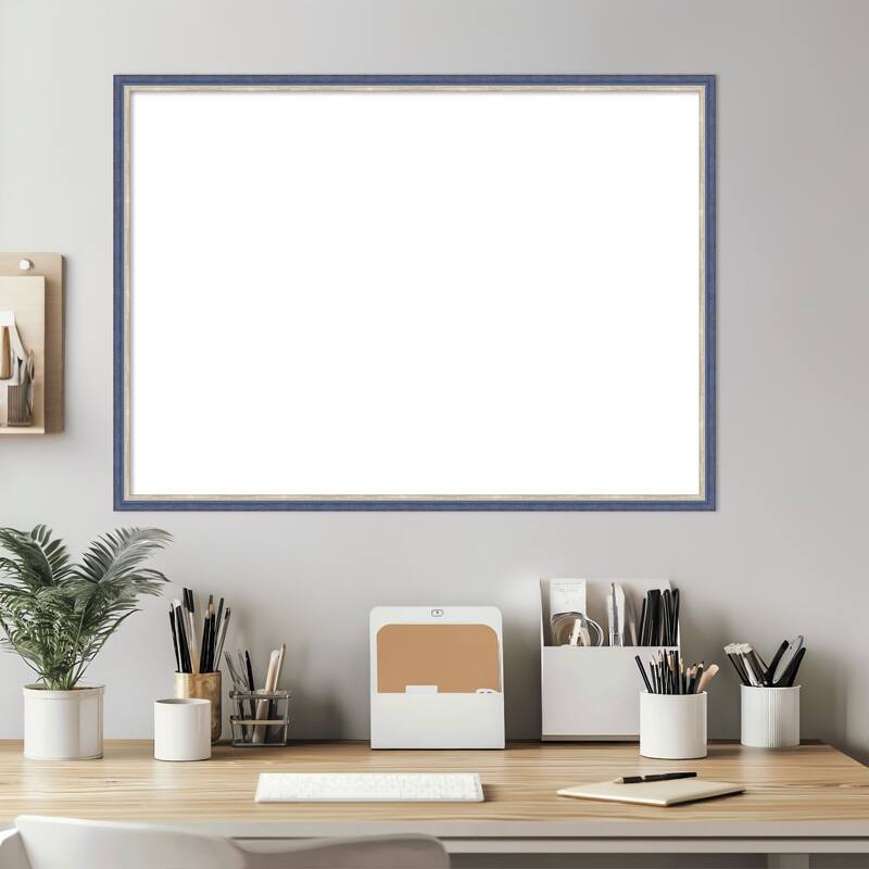 Amanti Art Theo Black Silver Narrow Framed Dry Erase Magnetic Board