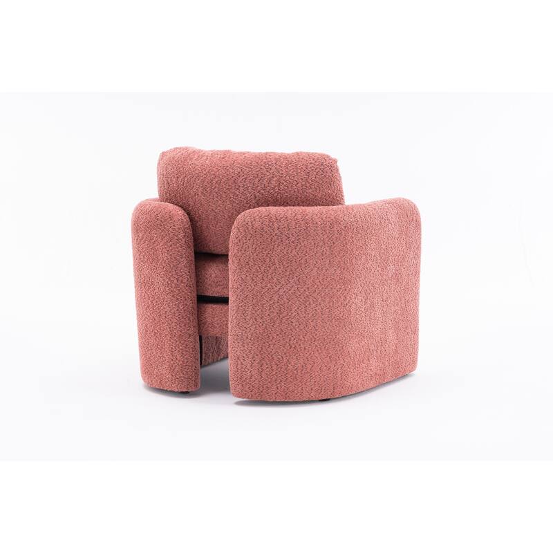 Chenille Round Corner Accent Chairs with Ergonomic Support and Tool-Free Assembly
