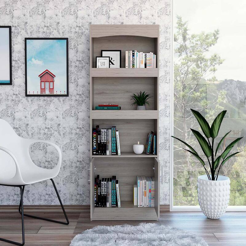 FM Furniture Durango Bookcase, Three Shelves, and Double Door Cabinet