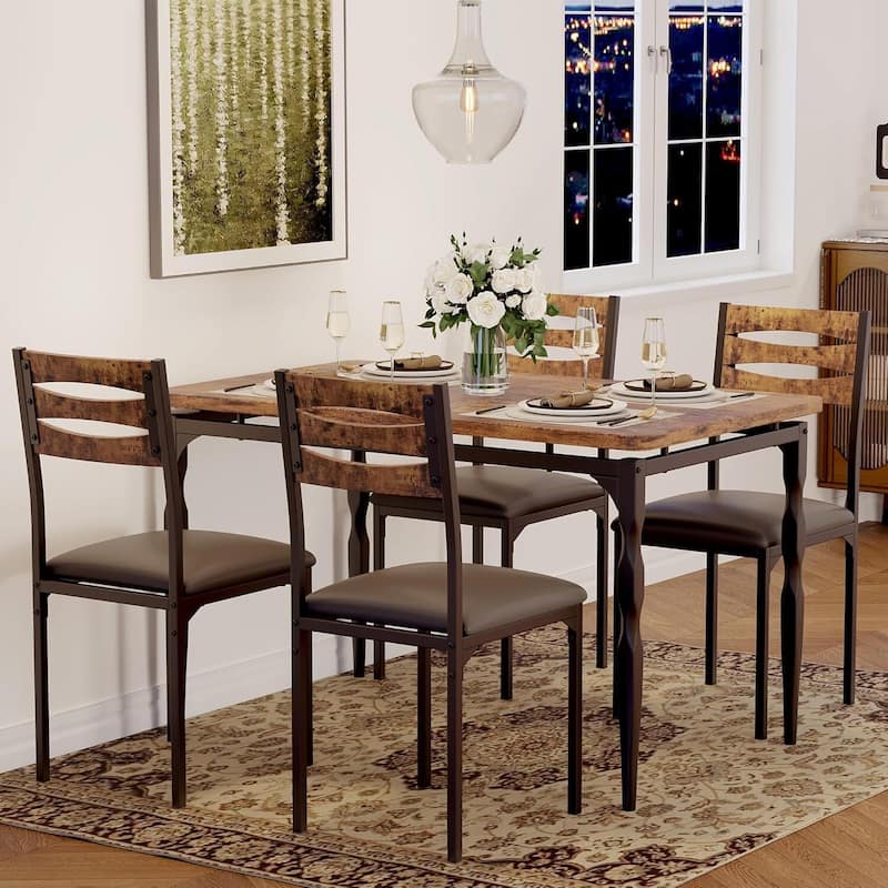 Dining Table Set for 4 with Spiral Table Legs for Small Spaces Kitchen Apartment