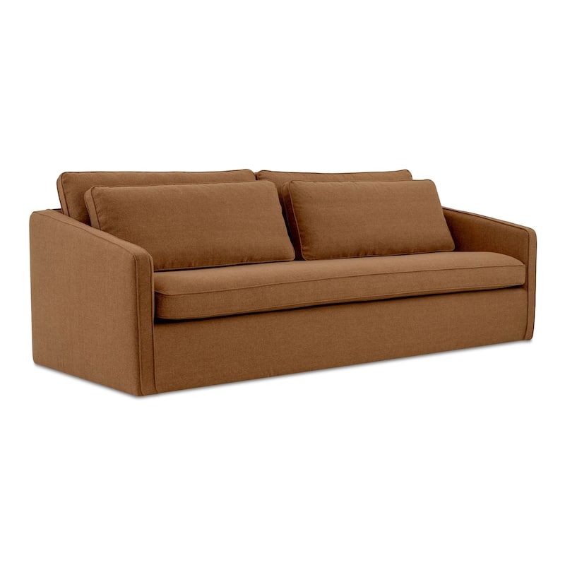 NADAAL STUDIOS Cyris Sofa, Minimalist Silhouette with Layered Back Cushions and Performance Upholstery, Rust