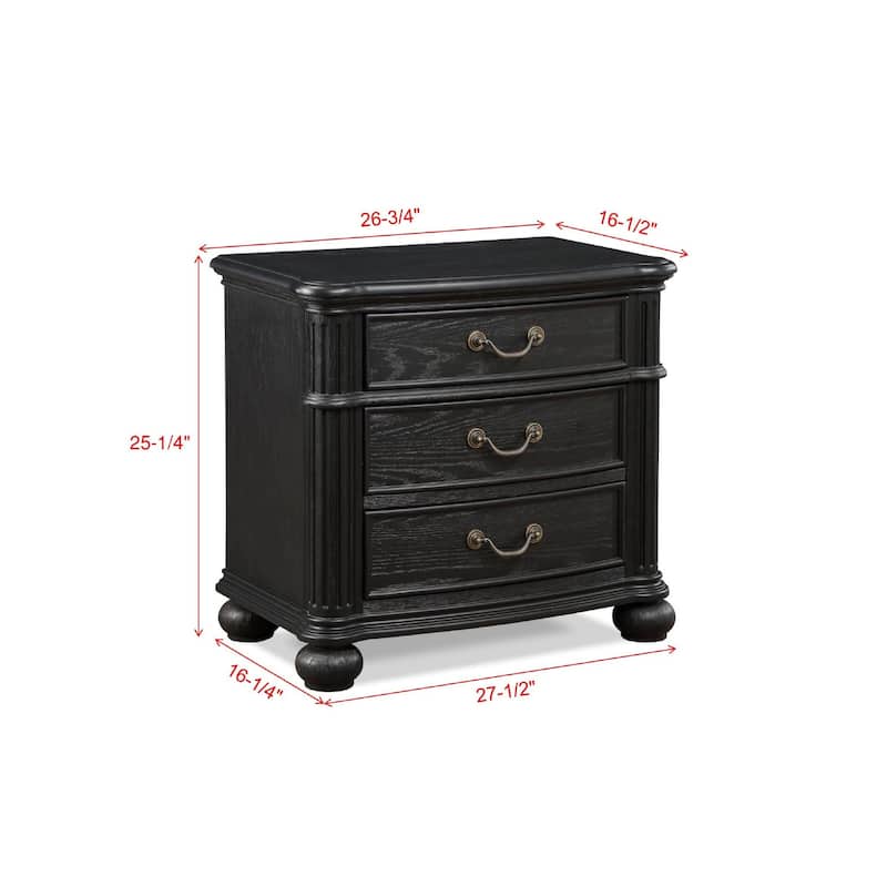 1pc Vintage Antique Drawer Pull 3-Drawer Nightstand