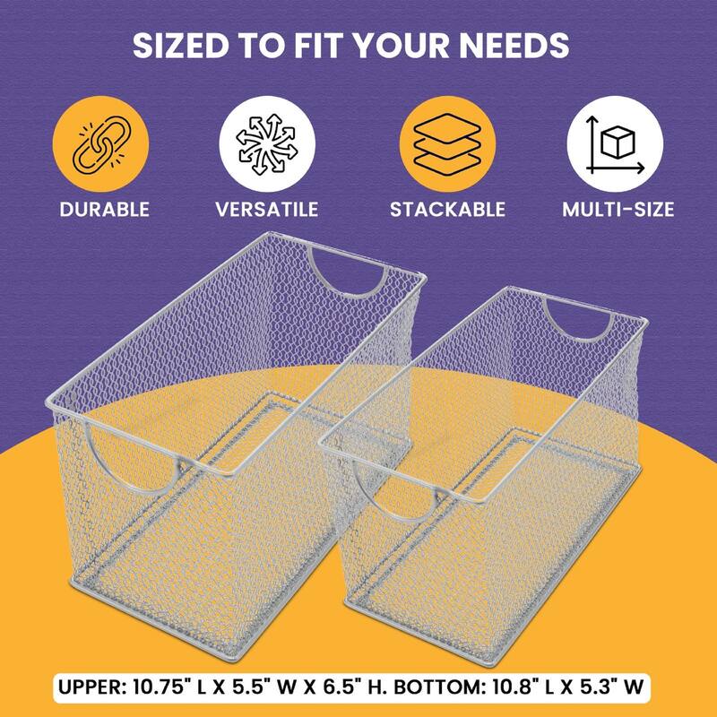 YBM Home All-Purpose Wire Mesh Storage Baskets: Organize Your Home with Open Bin Shelf Storage, Pack of 2