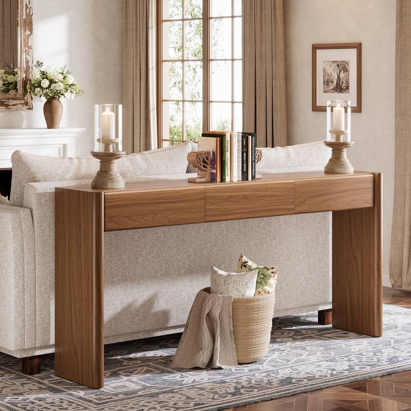 Console Table with 3 Drawers Farmhouse Long Console Sofa Station