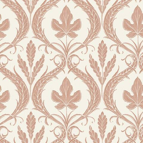 Fillmore Brown/Beige Sure Strip Prepasted Damask Adirondack Damask Wallpaper Covers about 56 sq. ft.