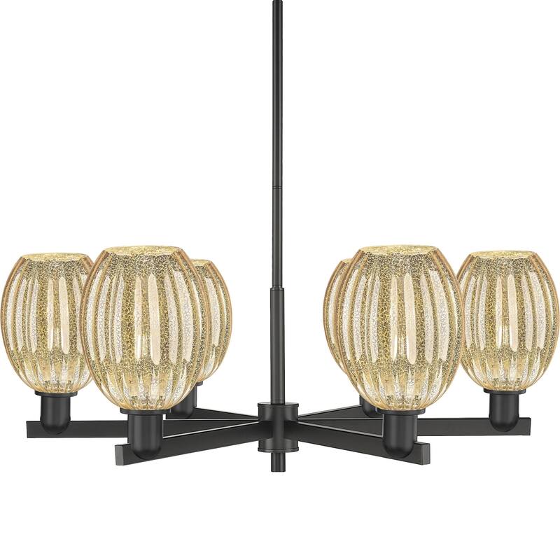 Innovations Lighting 716-6CR-13-24 Preston Chandelier Preston 6 Light - Matte Black / Mercury