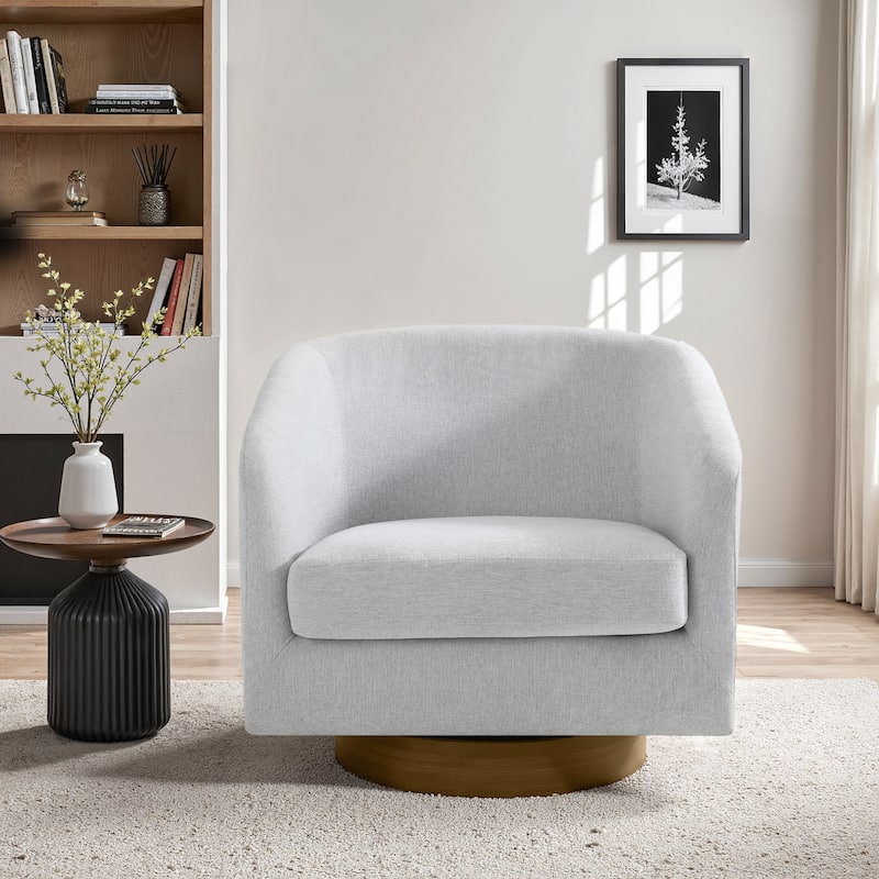 2 Set Modern Wide Round Swivel Accent Barrel Chairs