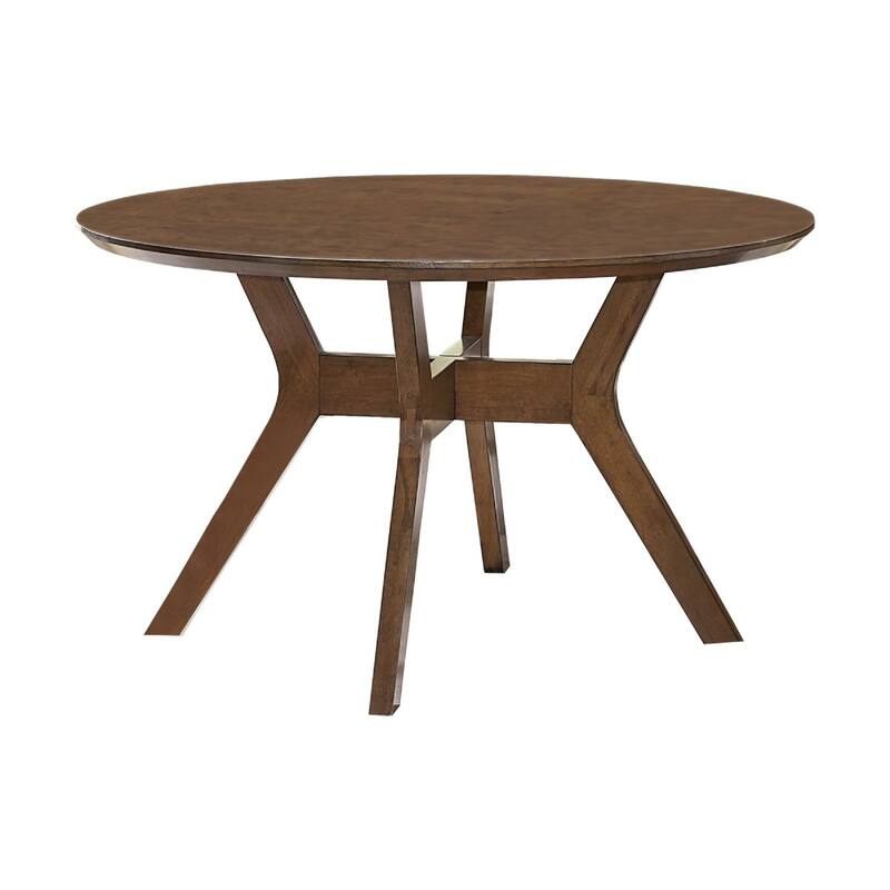 Leom Dining Table, X Shaped Base, Brown Mindy Veneer, 50 Inch Round