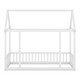 preview thumbnail 9 of 11, White Twin Size Pine Wood Floor Wooden Bed with House Roof Frame and Safety Guardrails