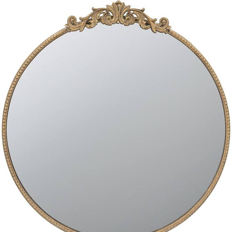 HomeRoots 32" Gold Crowned Top Iron Framed Accent Mirror - 30' X '32' X '1.5