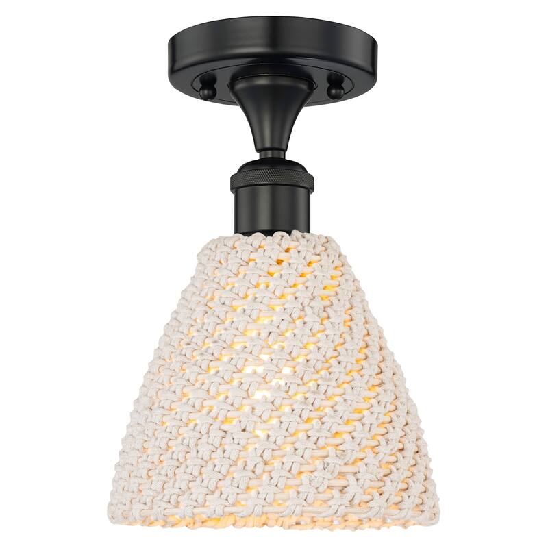 Innovations Lighting 616-1F-10-8 Bristol Natural Semi-Flush Bristol - Matte Black / Natural