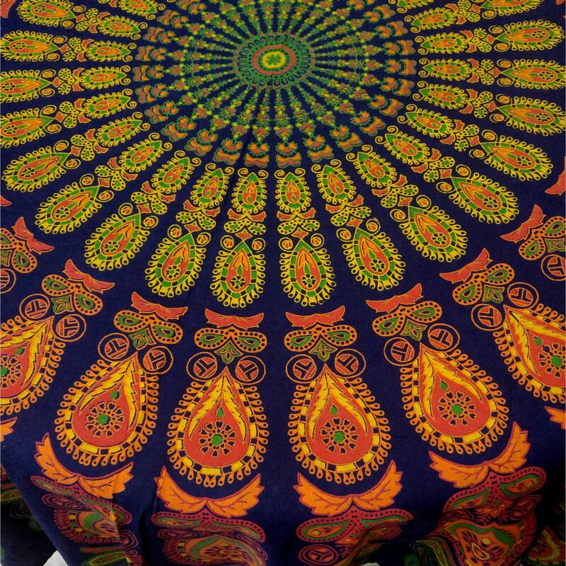 Cheery Peacock Floral Print Cotton Tablecloth Collection