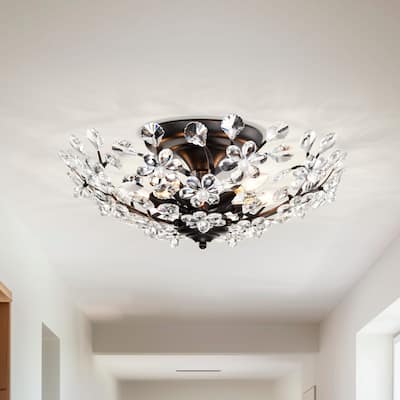 Isabel 5-light Crystal Glass Flowers Blooms Flush Mount