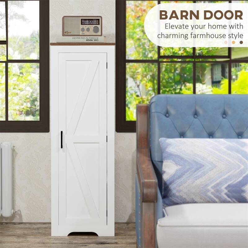Farmhouse Storage Cabinet with Shelf,Single Barn Door Accent Cabinet