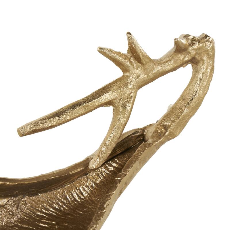 Aluminum Metal Leaf Textured Folded Leaf Decorative Bowl - Gold - Roche River Decor