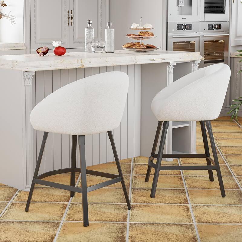 Bar Stools Set of 2,Upholstered Bar Stool with Back, 27 inch Height Counter Height Barstools for Home Kitchen Island