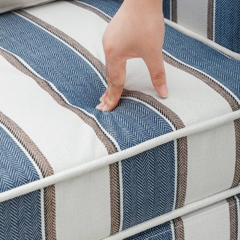 Modern Fabric Accent Chair with Upholstered Armrest Wooden Legs and Pillow for Living Room