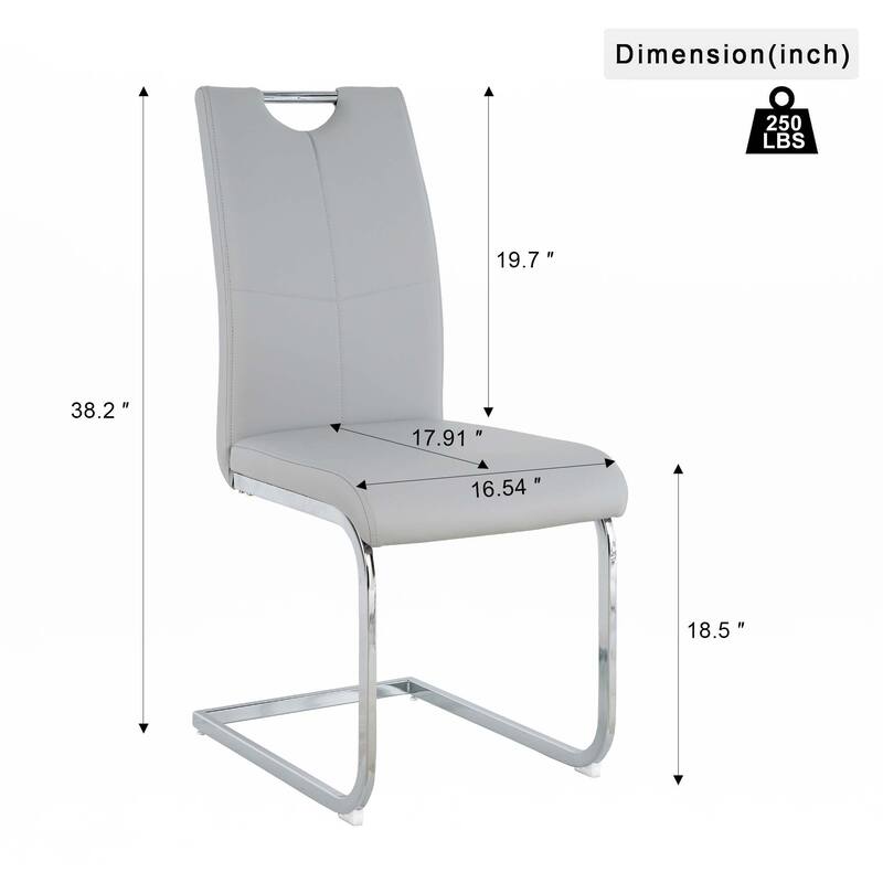 PU Dining Chair Living Room Chair with Silver Leg(Set of 4)