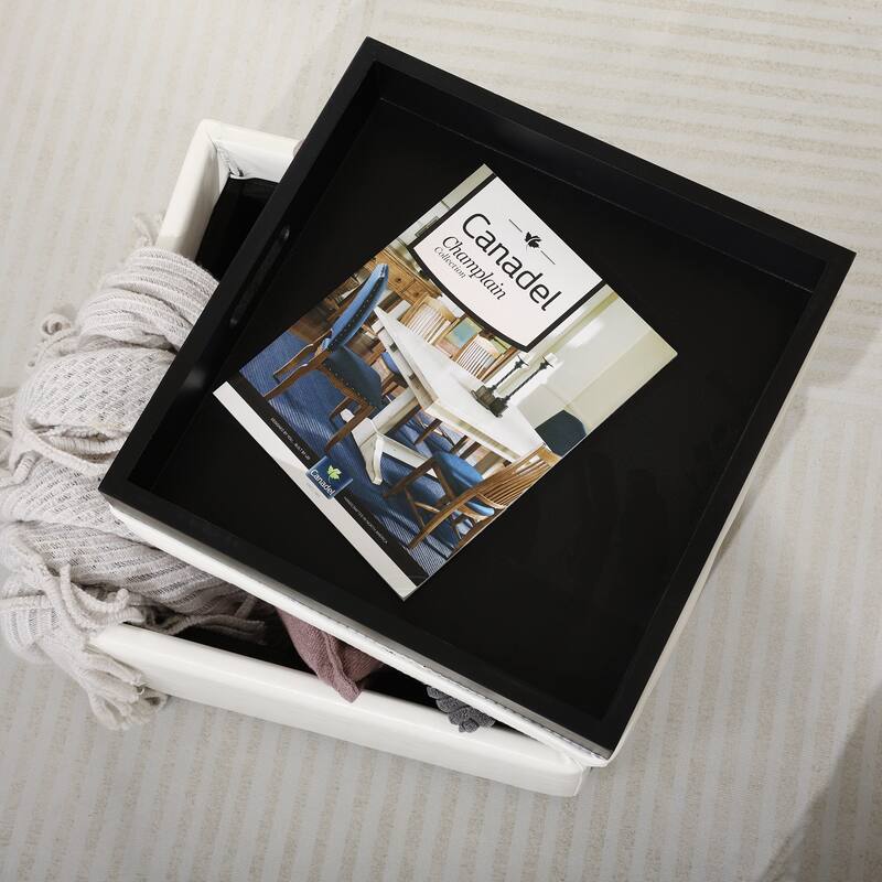 Adeco Storage Ottoman With Tray